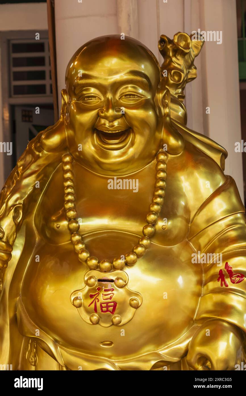 Asia, Singapore, Chinatown, statua del Buddha sorridente fortunato Foto Stock