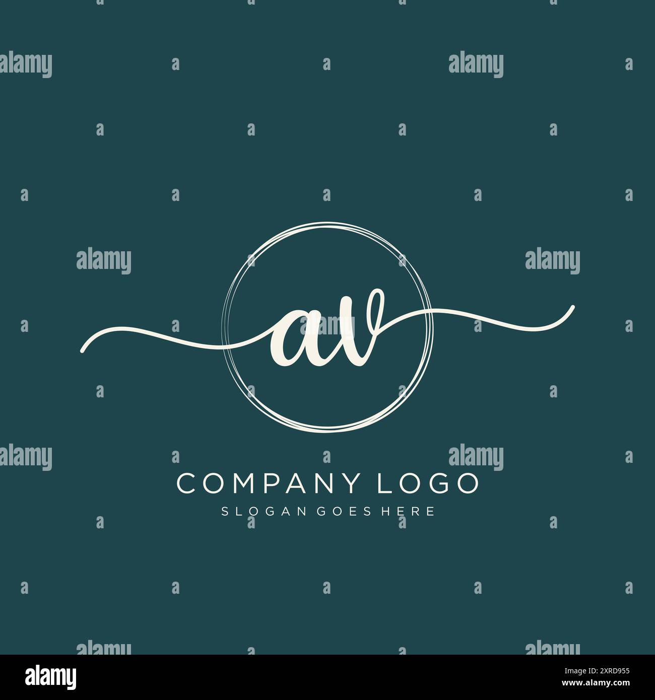 Design iniziale del logo AV per la scrittura a mano Illustrazione Vettoriale