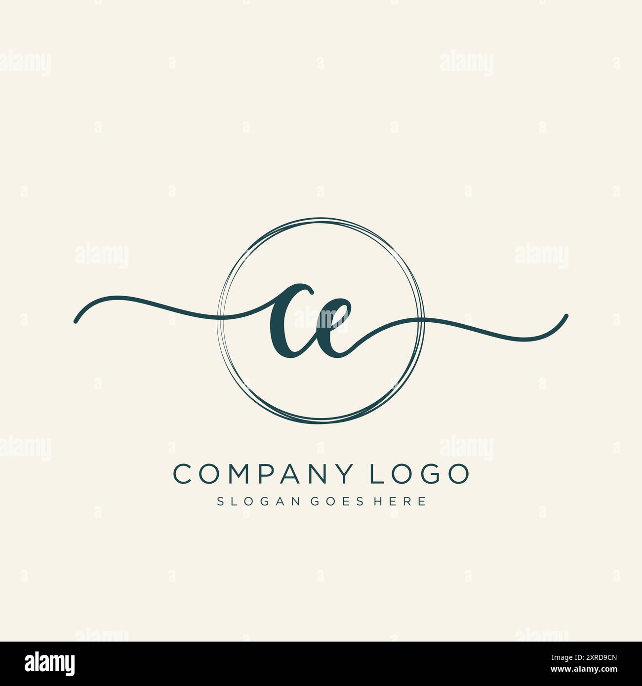 Design iniziale del logo CE per la scrittura a mano Illustrazione Vettoriale