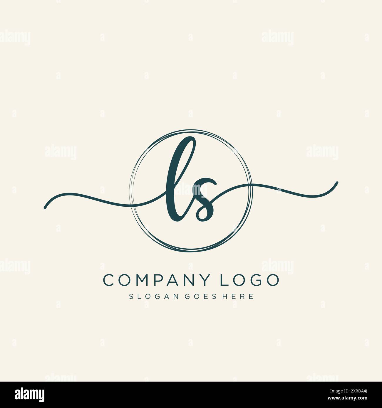 Design iniziale del logo LS per la scrittura a mano Illustrazione Vettoriale