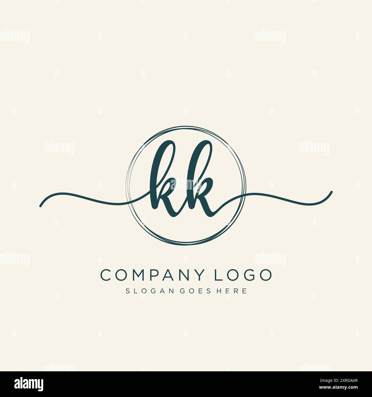 Design iniziale del logo KK per la scrittura a mano Illustrazione Vettoriale