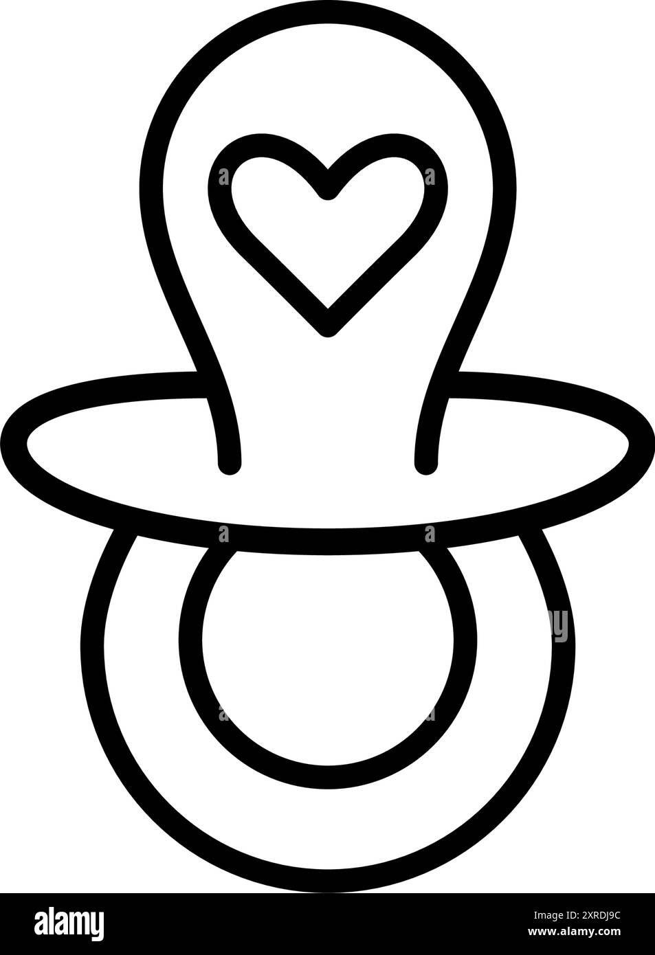 Succhietto con cuore. Cura dei bambini, attenzione e amore per il comfort. Pixel Perfect, icona del vettore di traccia modificabile Illustrazione Vettoriale