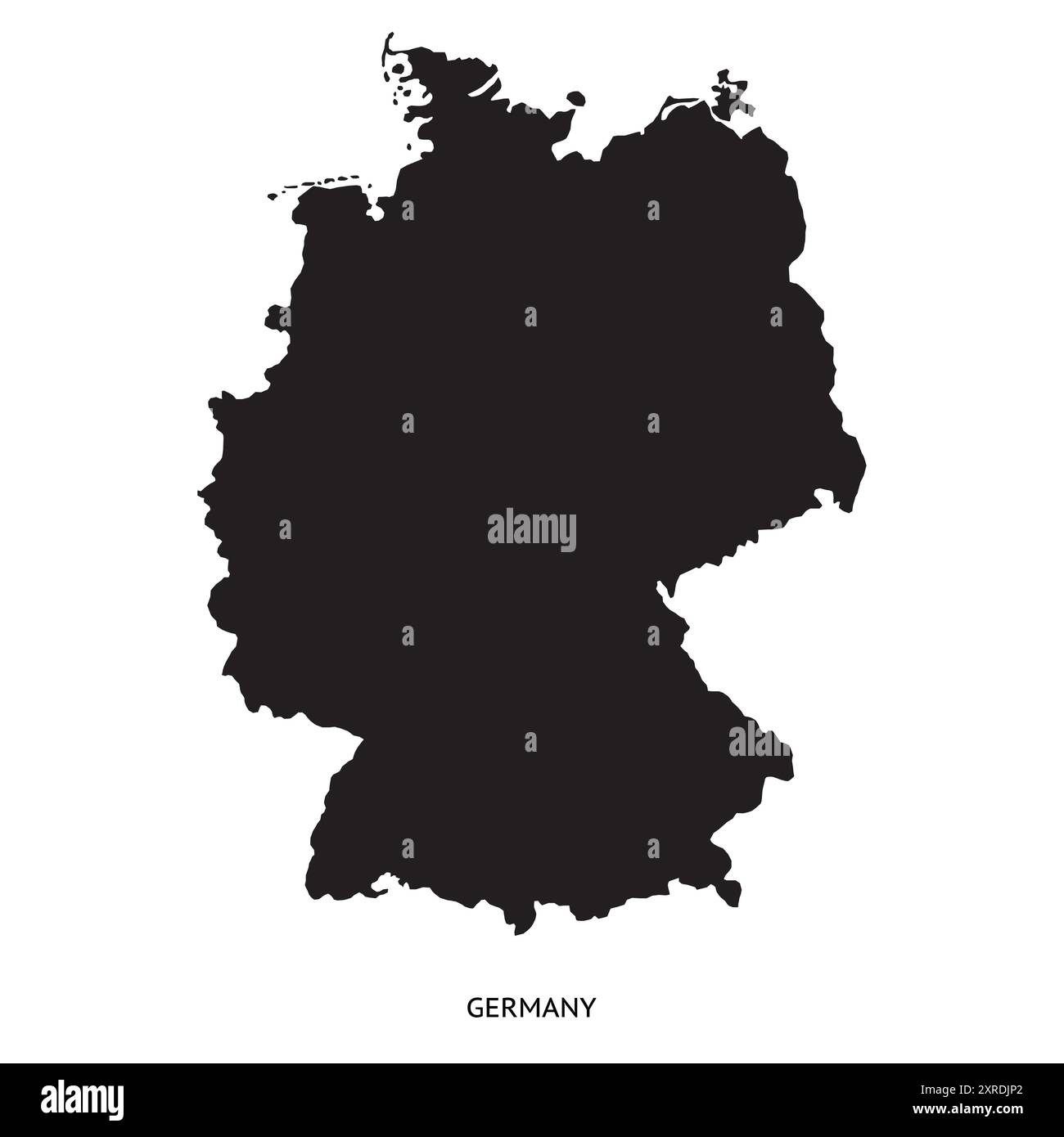 Mappa della Germania. Silhouette nera su sfondo bianco. Illustrazione vettoriale. Illustrazione Vettoriale