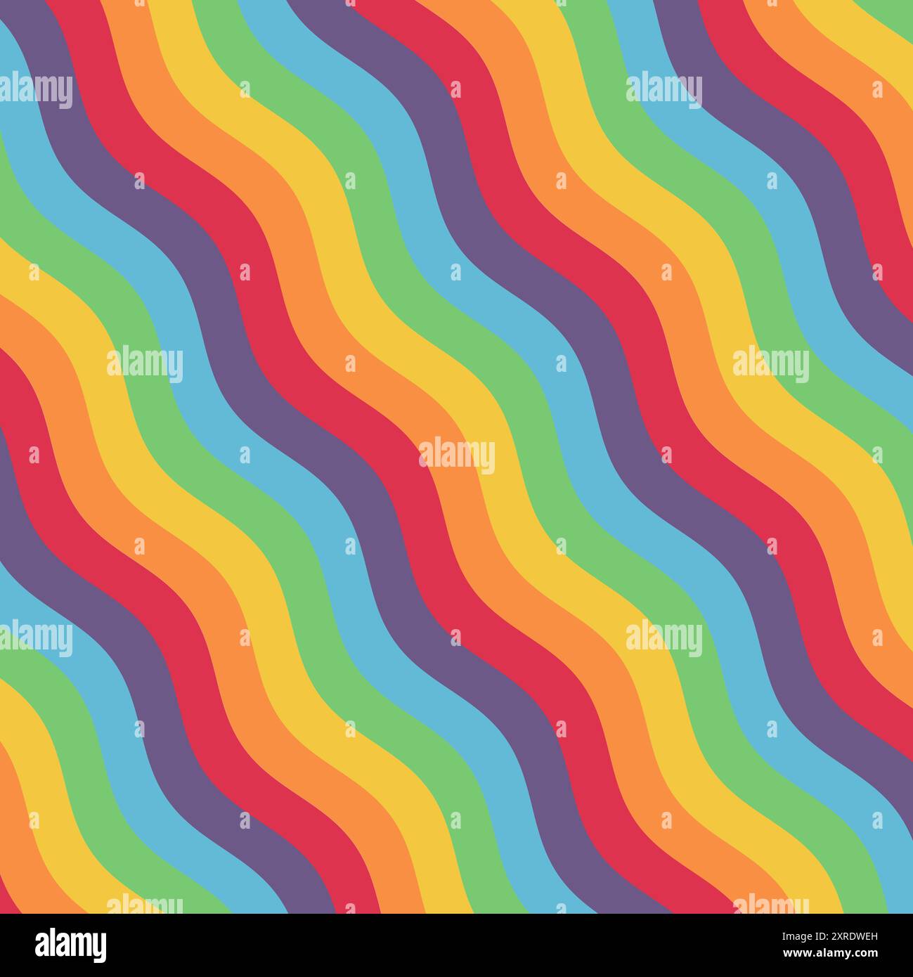 Motivo retrò delle linee ondulate arcobaleno colorato anni '1970 Foto Stock