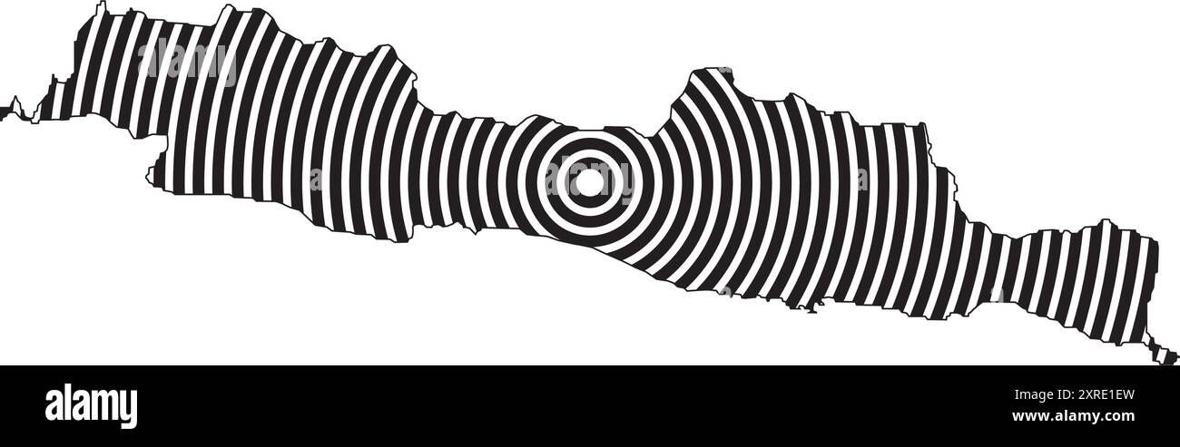 Icona della mappa dell'isola di Giava, una delle isole più popolose dell'Indonesia, illustrazione del design degli elementi Illustrazione Vettoriale