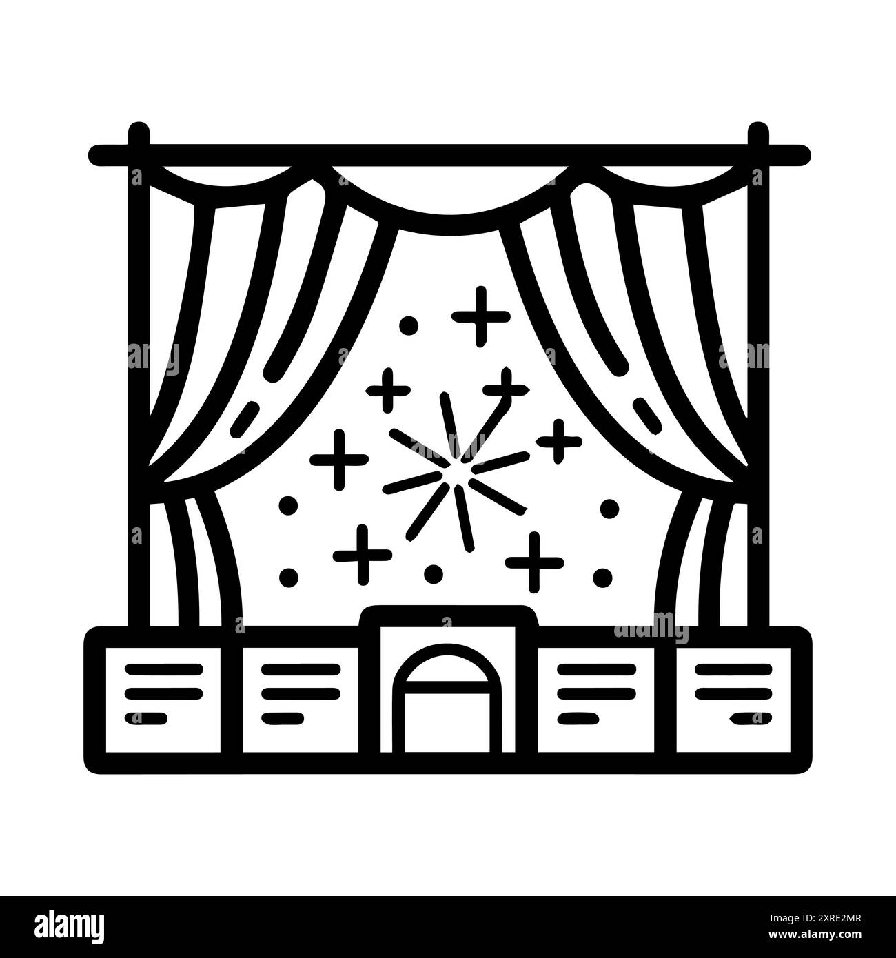 Icona del teatro o simbolo della linea moderna. Grafica a linee vettoriali e design a icone con un contorno audace. Simbolo minimalista Pixel Perfect in bianco e nero isolato Illustrazione Vettoriale