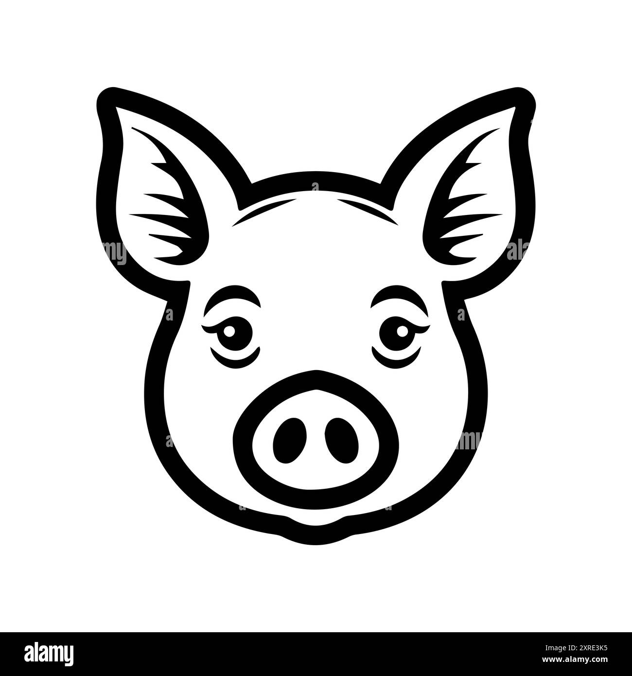 icona maialino o simbolo di linea moderna. Grafica a linee vettoriali e design a icone con un contorno audace. Bianco e nero Pixel Perfect simbolo minimalista isolato ba bianca Illustrazione Vettoriale