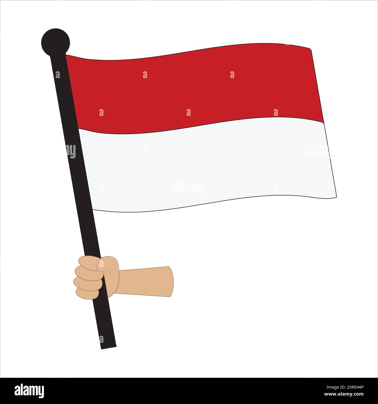 Illustrazione con la bandiera indonesiana, perfetta per rappresentare l'orgoglio nazionale, le celebrazioni e gli eventi legati all'Indonesia. Illustrazione Vettoriale