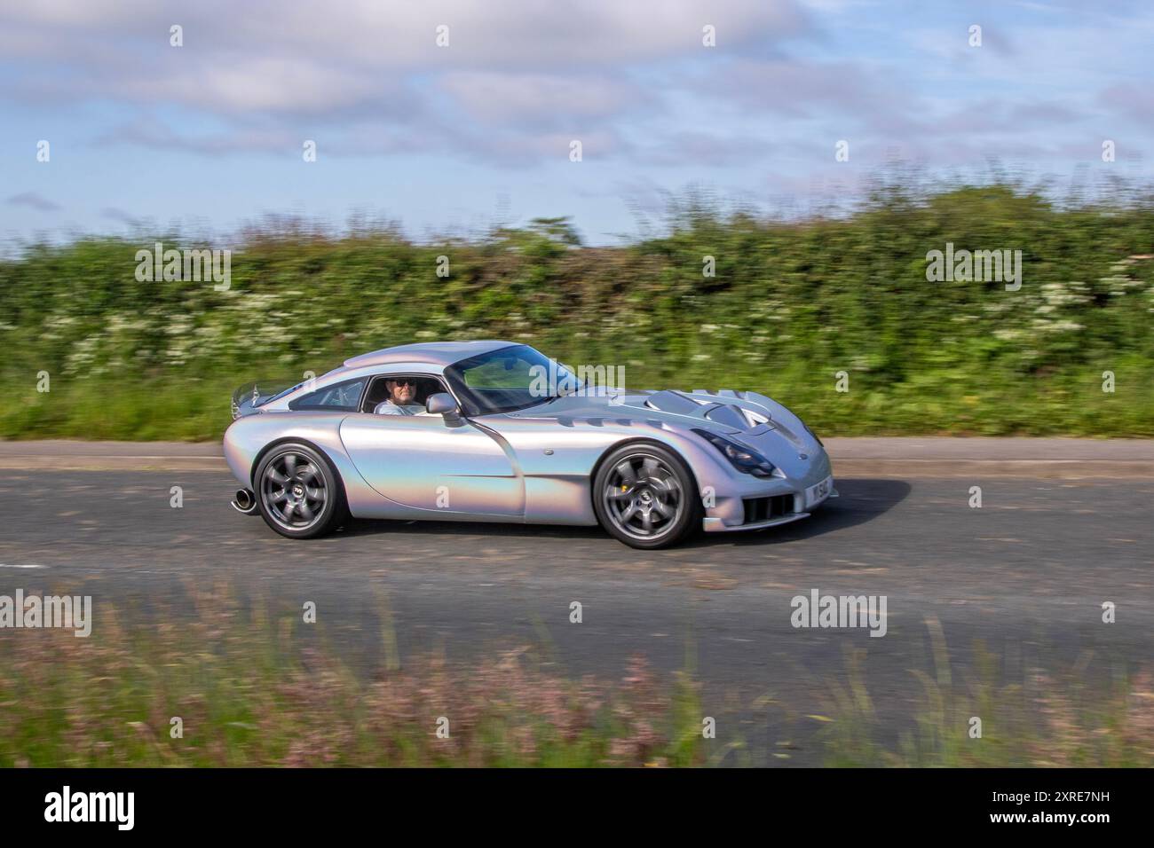 2006 Silver TVR Sagaris Coupé benzina 3996 cc, auto da esposizione britannica Foto Stock