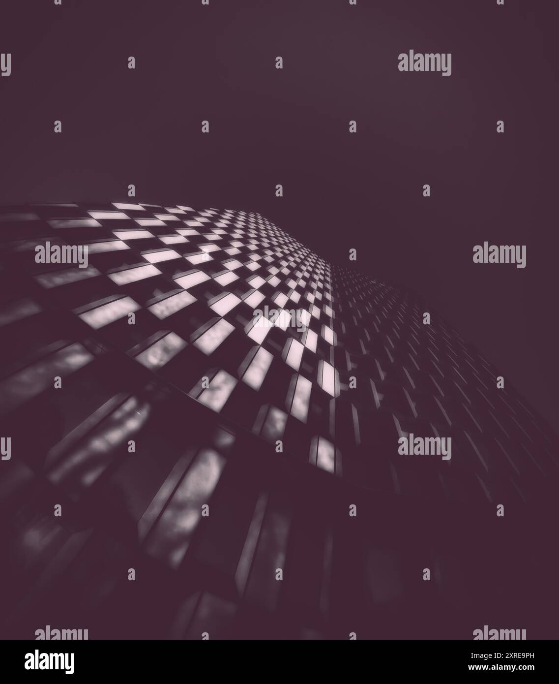 Grattacielo monocromatico Maroon ripreso dal basso Foto Stock