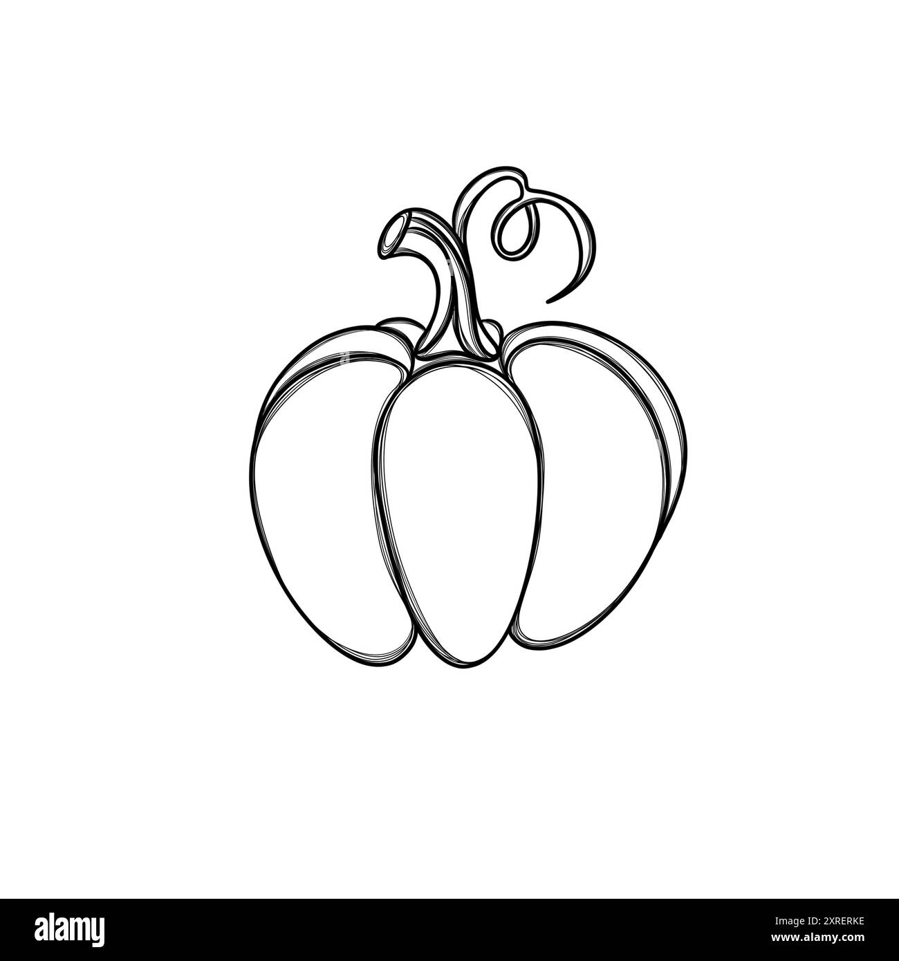 Linea disegnata a mano libera con la zucca art Modello di zucca di Halloween Foto Stock