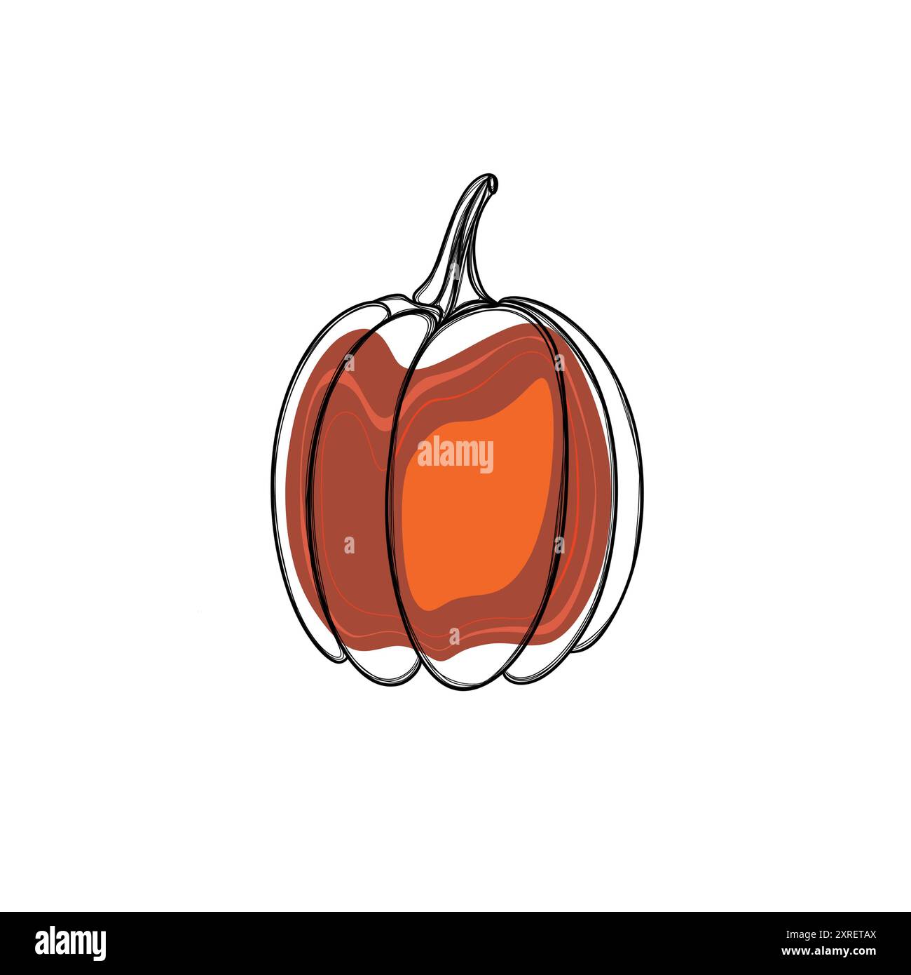 Adesivo per zucca disegnata a mano libera con disegni lineari. Adesivi di zucca autunnali Foto Stock
