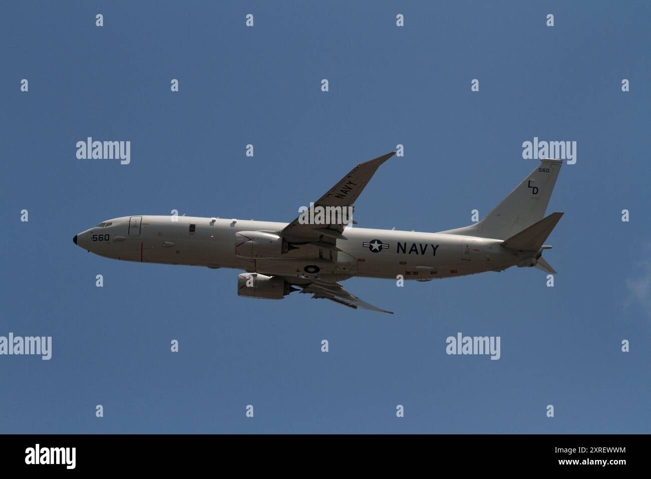 Un aeromobile Boeing P8A Poseidon Multi-Mission Maritime Patrol con la United States Navy, Squadron di pattuglia 10 (VP-10) noto come "Red Lancers", Foto Stock