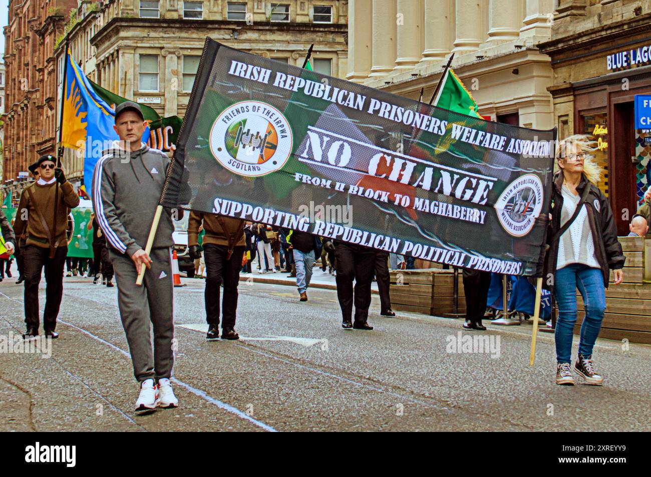 Glasgow, Scozia, Regno Unito. 10 agosto 2024. la marcia repubblicana irlandese ha visto nel centro della città questo pomeriggio. Credit Gerard Ferry/Alamy Live News Foto Stock