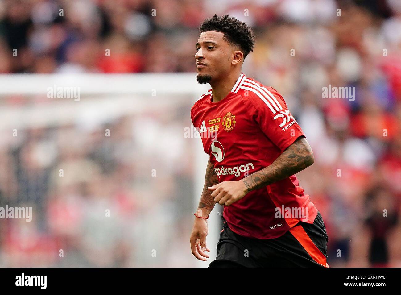 Jadon Sancho del Manchester United durante la partita di fa Community Shield allo stadio Wembley di Londra. Data foto: Sabato 10 agosto 2024. Foto Stock