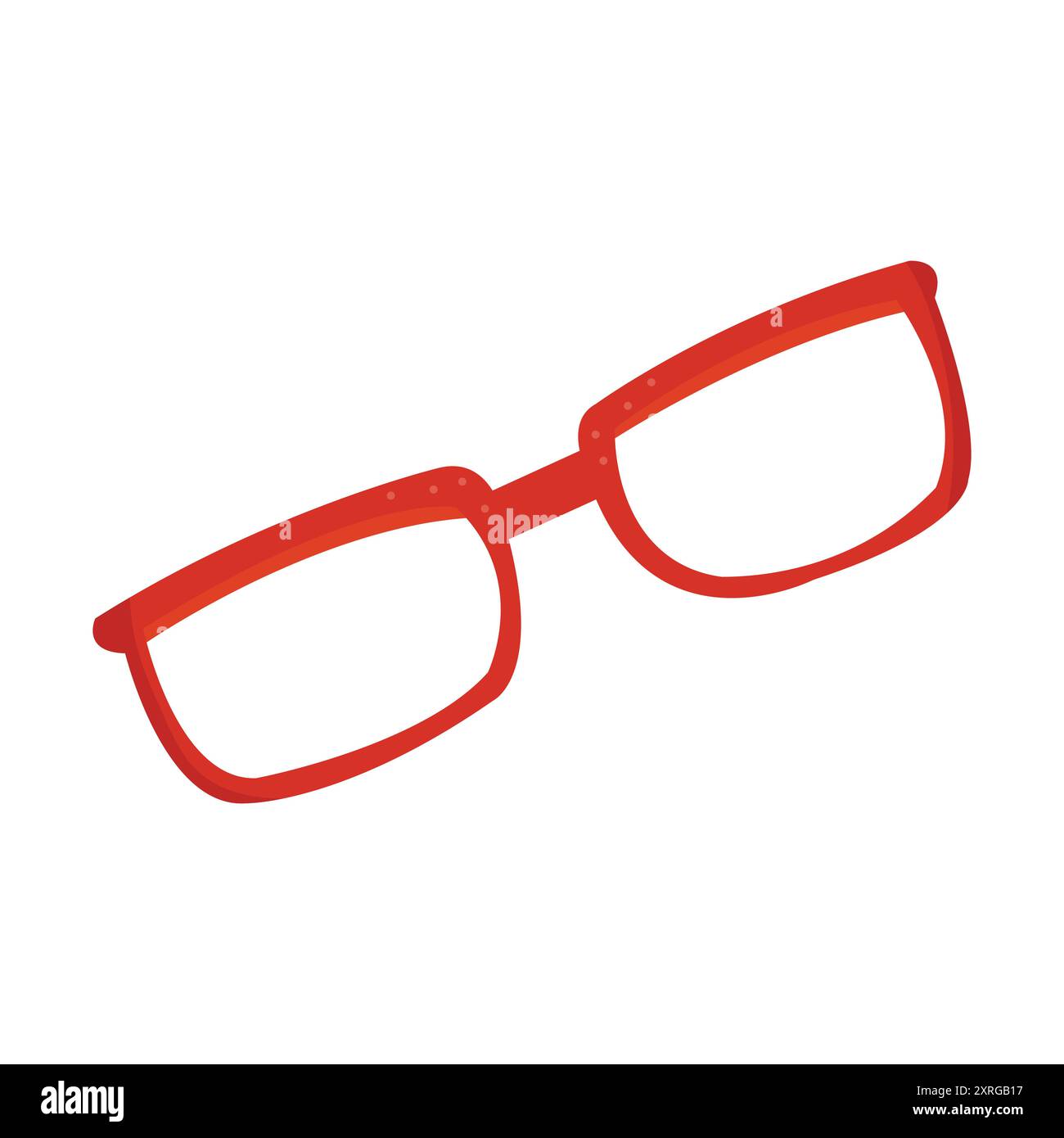 Illustrazione piatta degli occhiali rossi di tipo standard. Ottica e design. Illustrazione Vettoriale