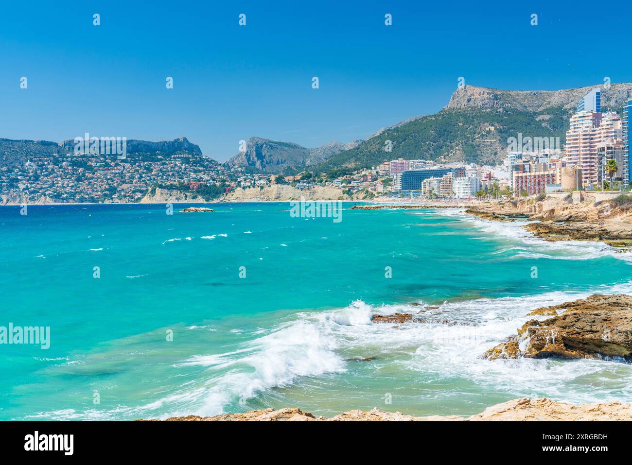Playa del Cantal Roig, Calp, Comunidad Valenciana, distretto di Alicante, Costa Blanca, Spagna Foto Stock