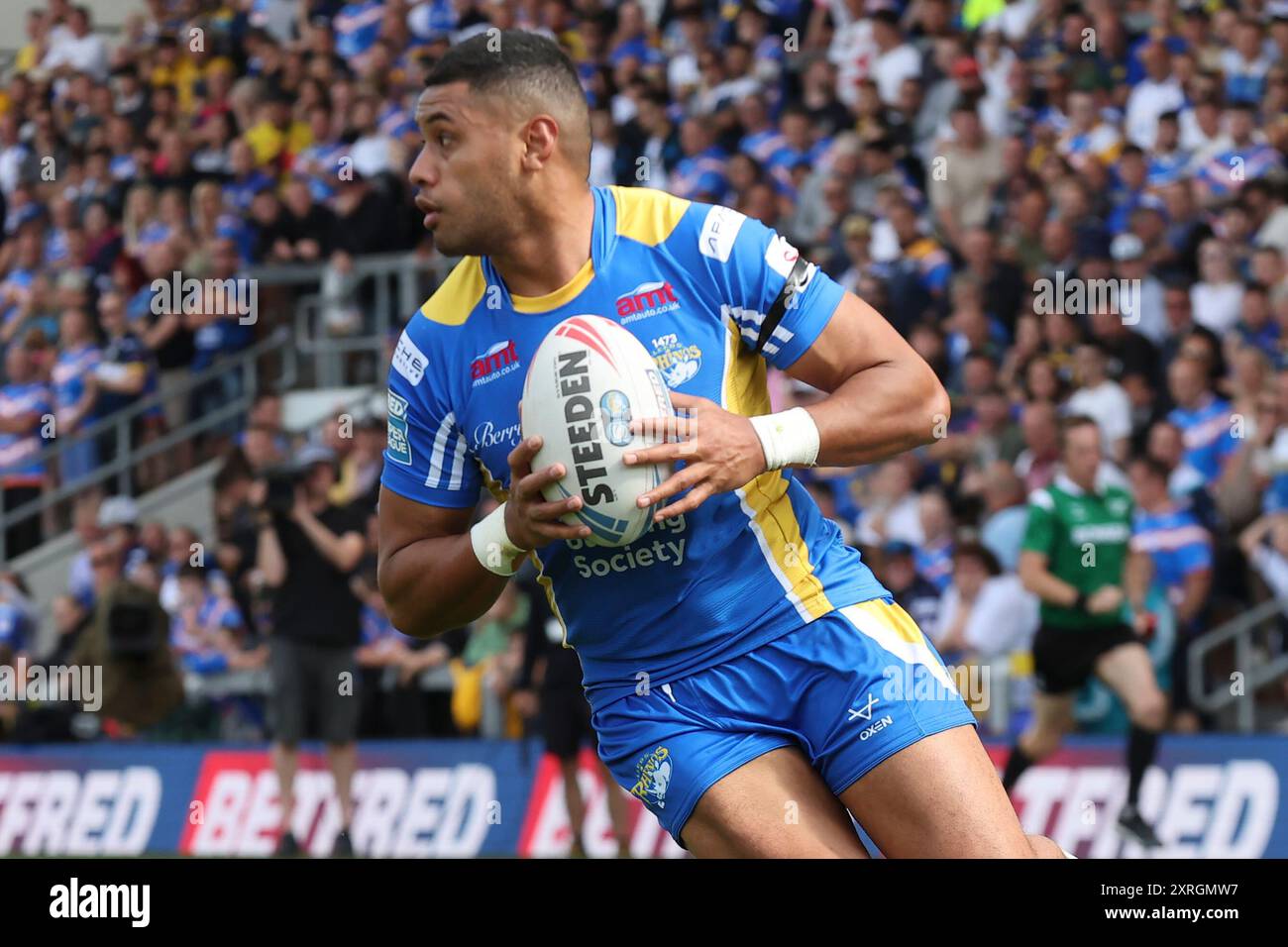 Leeds, Regno Unito. 10 agosto 2024. AMT Headingley Rugby Stadium, Leeds, West Yorkshire, 10 agosto 2024. Betfred Super League Leeds Rhinos contro Wigan Warriors David FusituÕa di Leeds Rhinos crediti: Touchlinepics/Alamy Live News Foto Stock