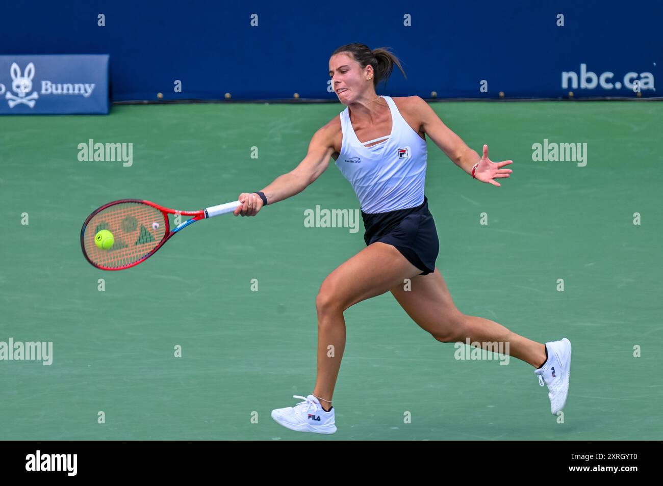 Toronto, Canada. 10 agosto 2024. La tennista americana Emma Navarro partecipa al WTA 1000 Toronto National Bank Open. Christopher Child/EXimages Credit: EXImages/Alamy Live News Foto Stock
