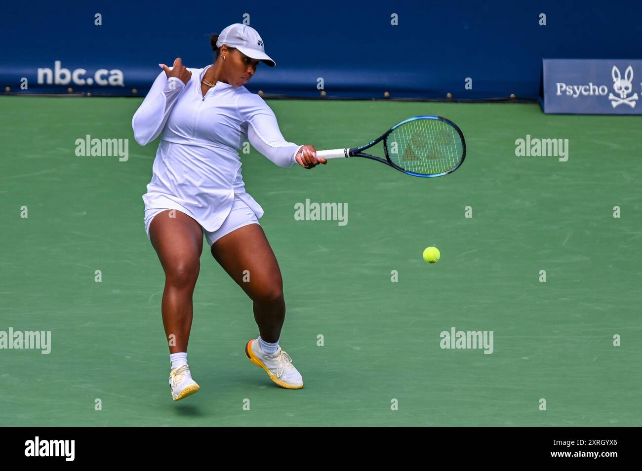 Toronto, Canada. 10 agosto 2024. La tennista americana Taylor Townsend partecipa al WTA 1000 Toronto National Bank Open. Christopher Child/EXimages Credit: EXImages/Alamy Live News Foto Stock