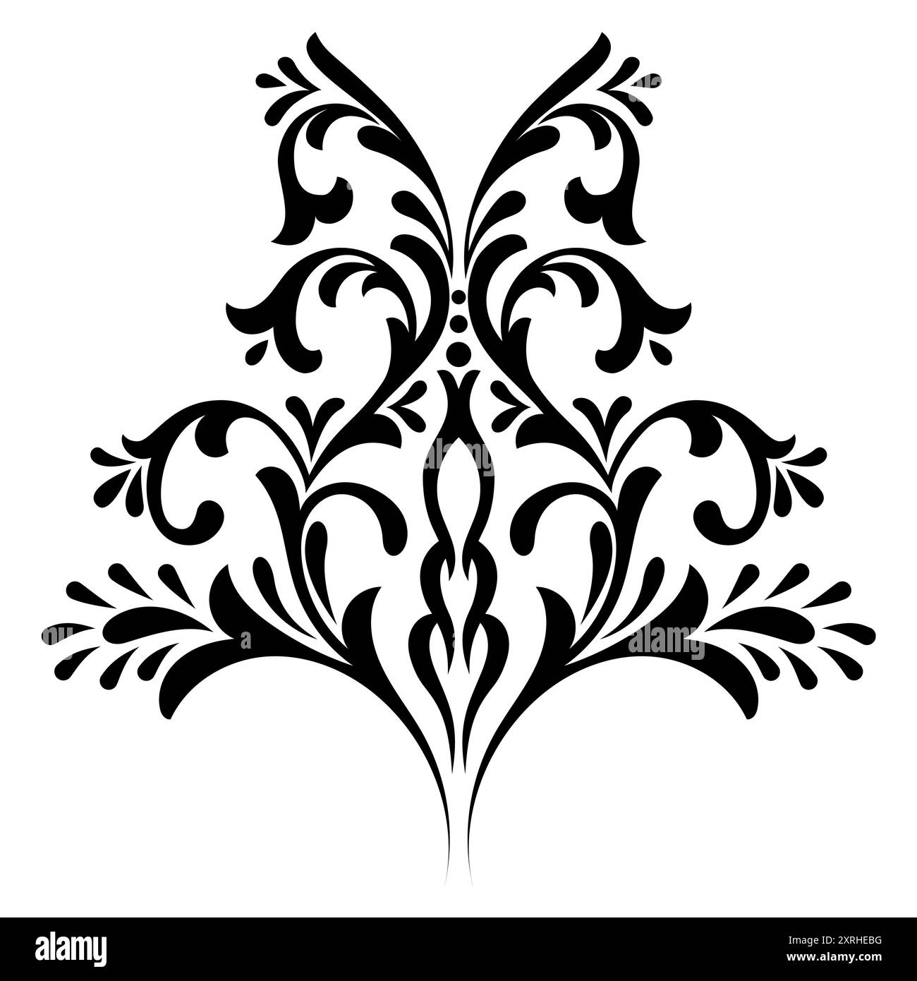 Elementi ornamentali damascati elegante elemento floreale astratto per il design. Perfetto per inviti, biglietti, ecc. Illustrazione Vettoriale