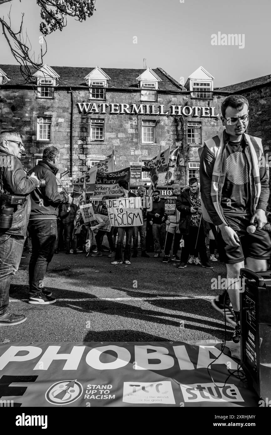 Paisley Watermill Anti Racism Rally 9 agosto 2024 Foto Stock