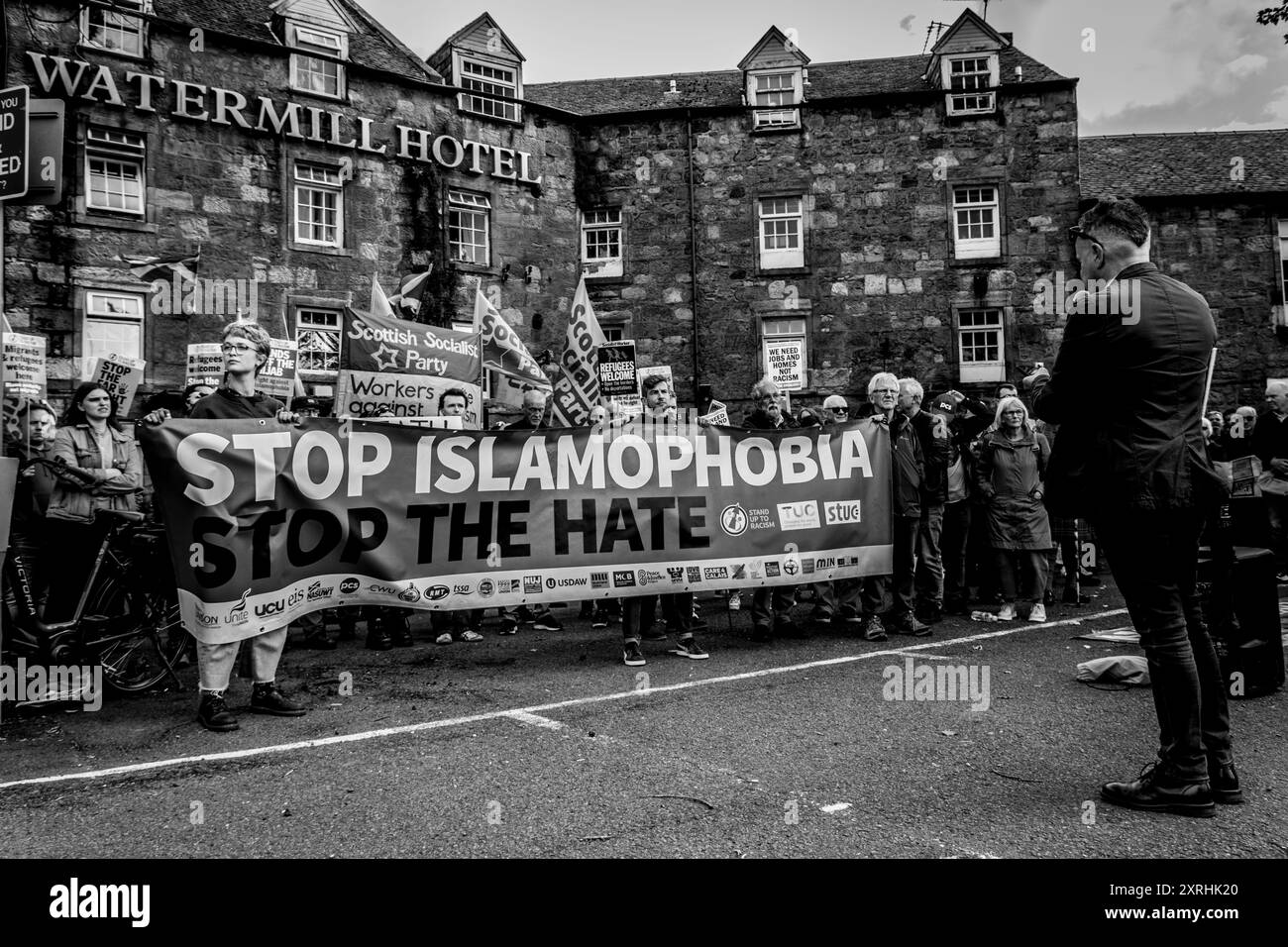 Paisley Watermill Anti Racism Rally 9 agosto 2024 Foto Stock