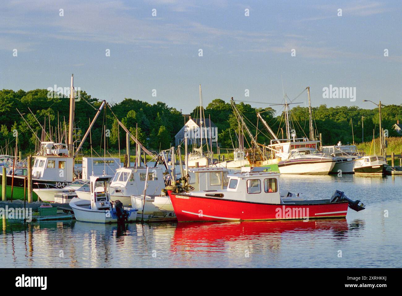 Barche da pesca attraccate a Rock Harbor. Orleans, Massachusetts. Contea di Barnstable. Cape Cod. STATI UNITI. Foto Stock