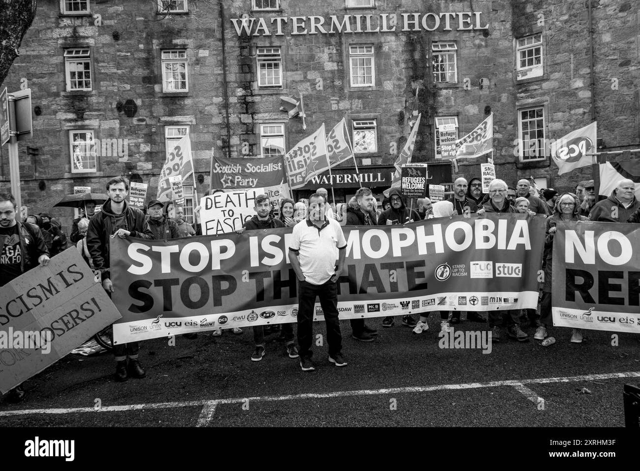 Paisley Watermill Anti Racism Rally 9 agosto 2024 Foto Stock