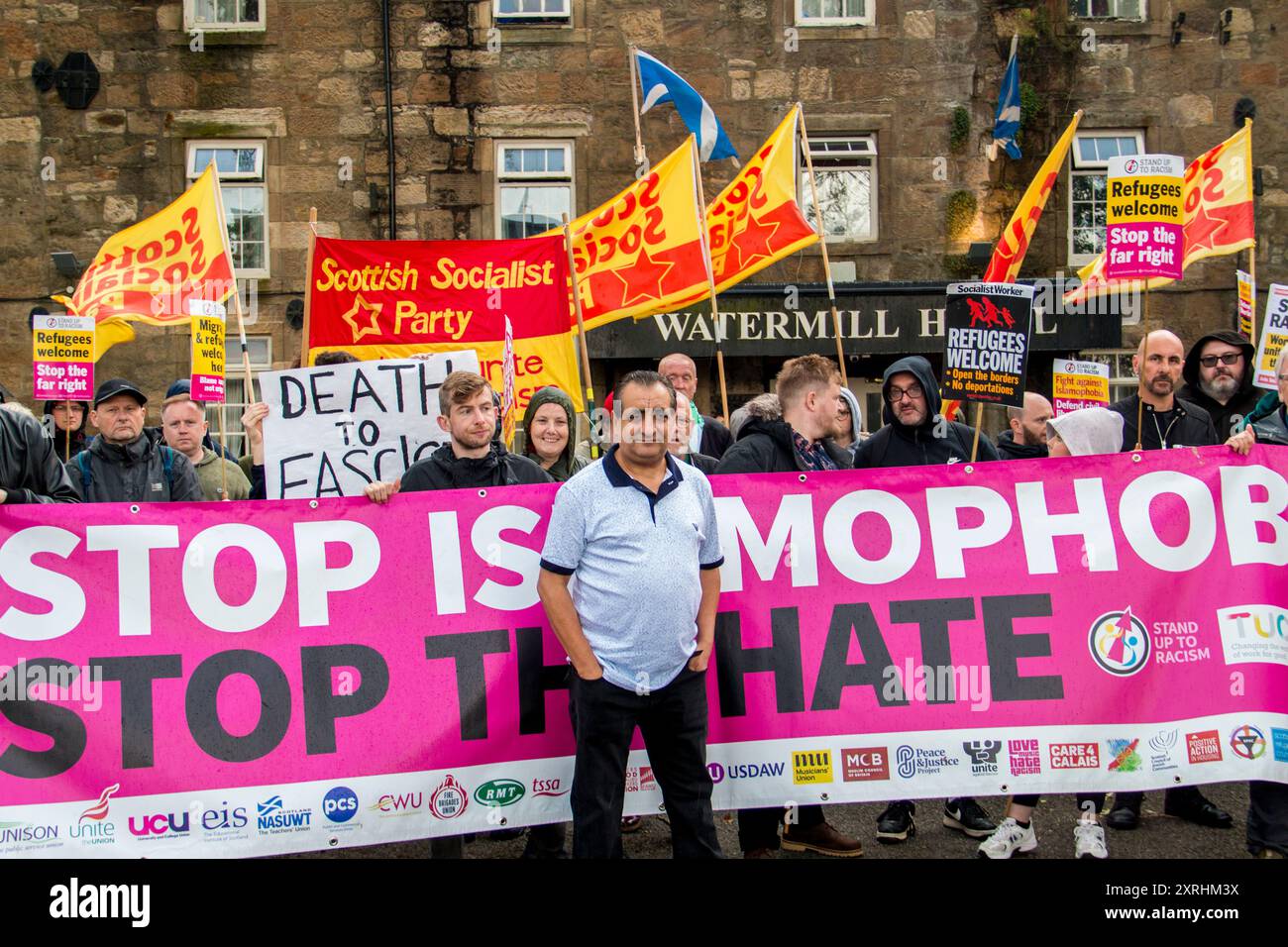 Paisley Watermill Anti Racism Rally 9 agosto 2024 Foto Stock