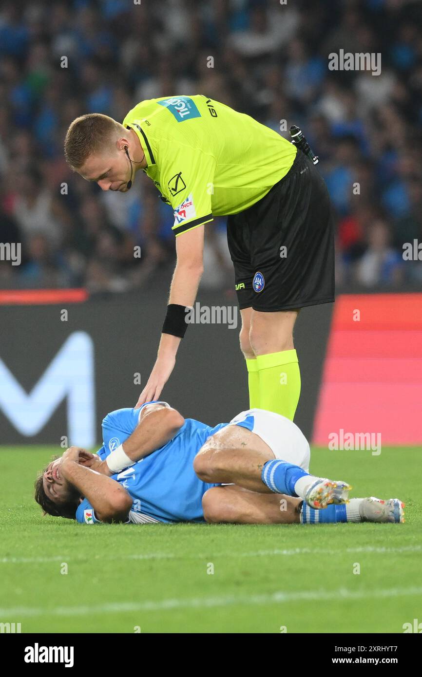 Napoli , Italia, 10 agosto ,2024 Khvicha Kvaratskhelia della SSC Napoli durante la Coppa Italia di calcio Freccia Rossa tra SSC Napoli vs Modena FC :Agostino Gemito/ Alamy Live News Foto Stock