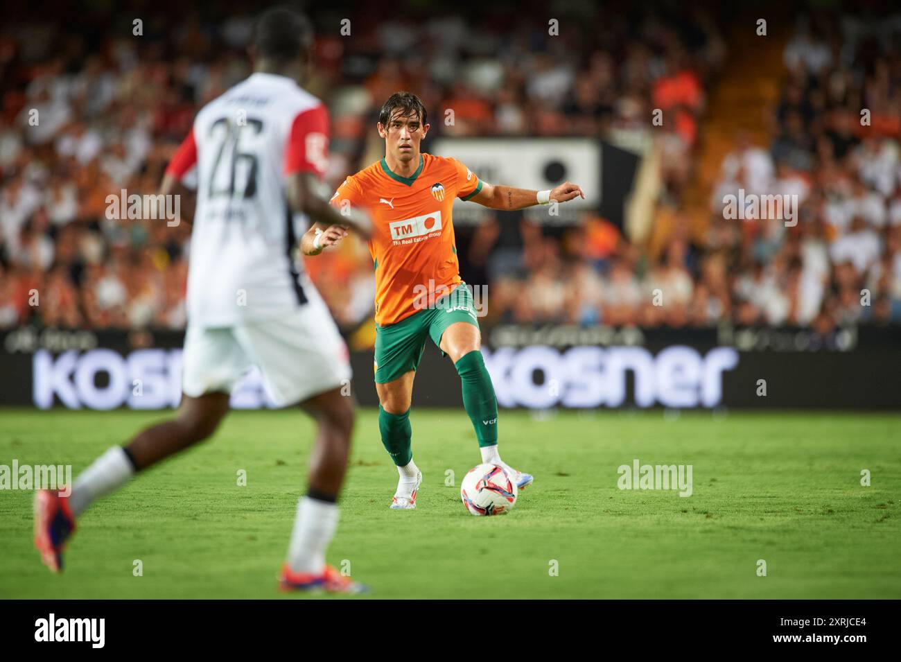 Jesus Vazquez del Valencia CF visto in azione durante la partita tra il Valencia CF e l'Eintracht Frankfurt allo stadio Mestalla. Punteggio finale; Valencia CF Foto Stock