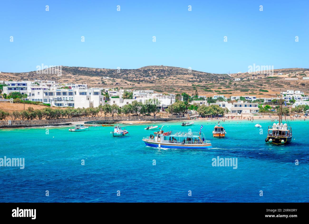 Panorama di Ano Koufonisi (o solo Koufonisi). Isole Cicladi, Grecia. Foto Stock