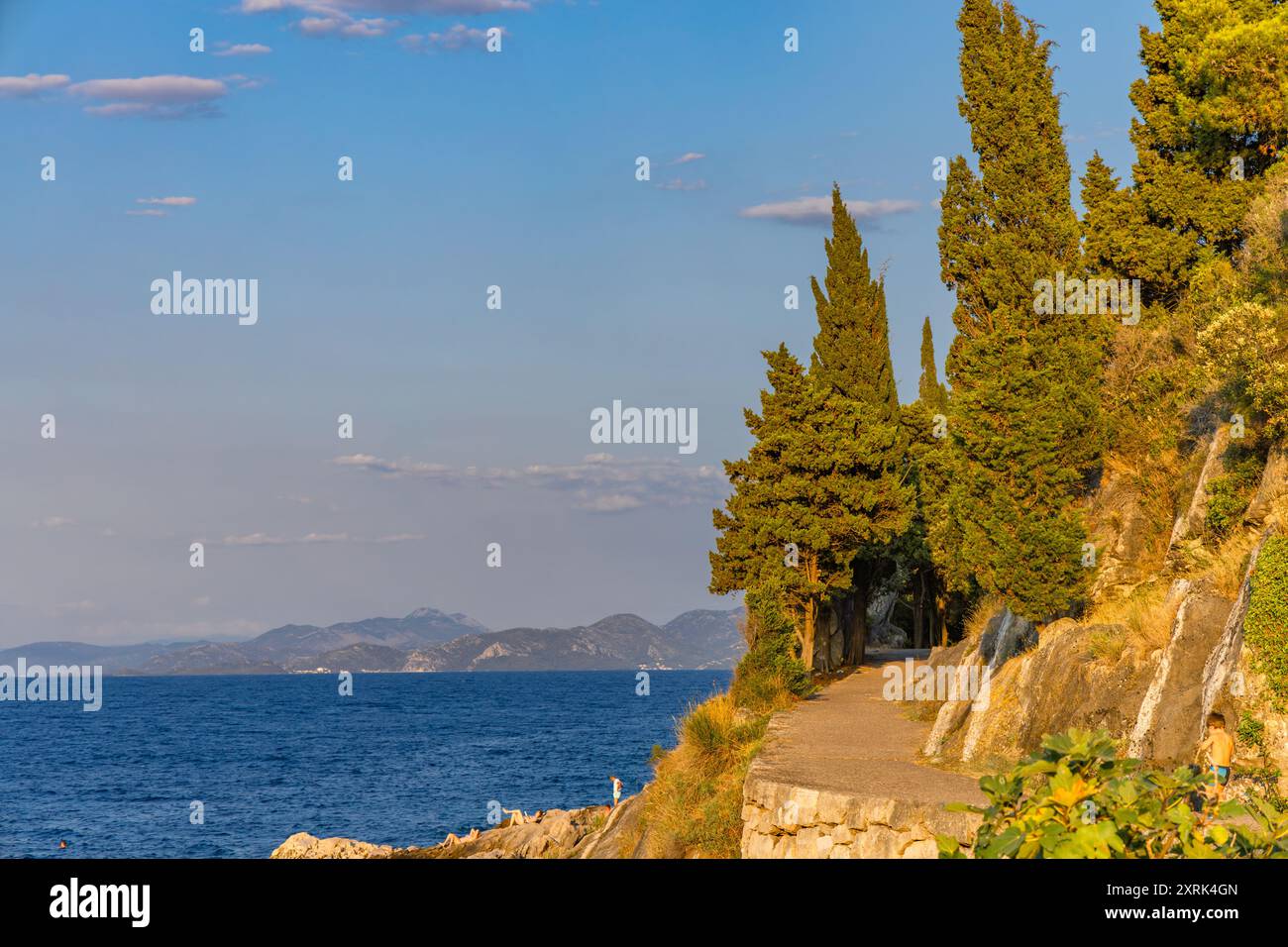 Pubblicità in legno per cibo mediterraneo Croazia Foto Stock