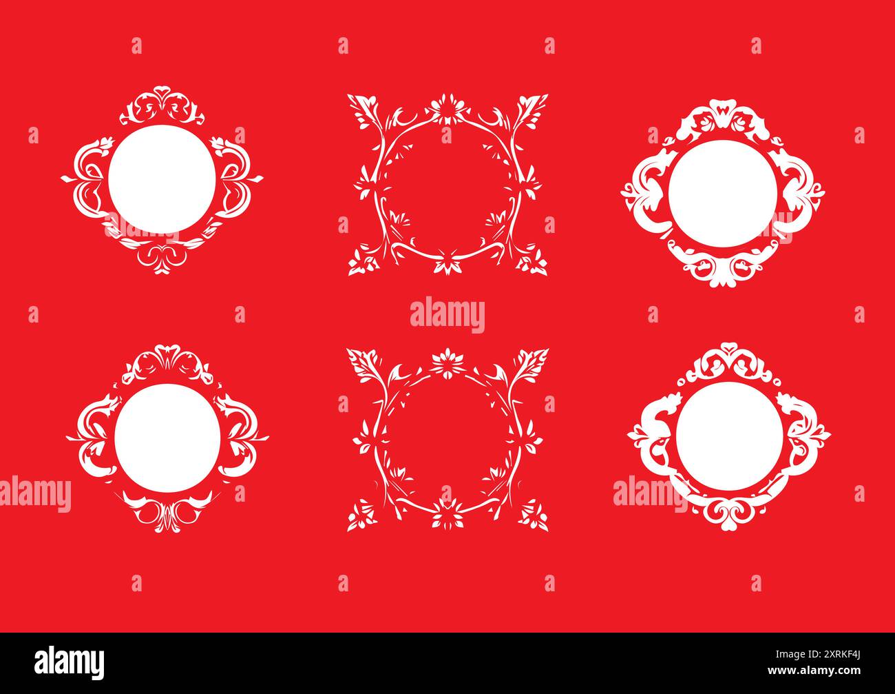 Logo, cornice e set di icone con ornamenti floreali. Collezione astratta di design con logo di fiori di bellezza per matrimoni, carte di invito e sfondi Illustrazione Vettoriale