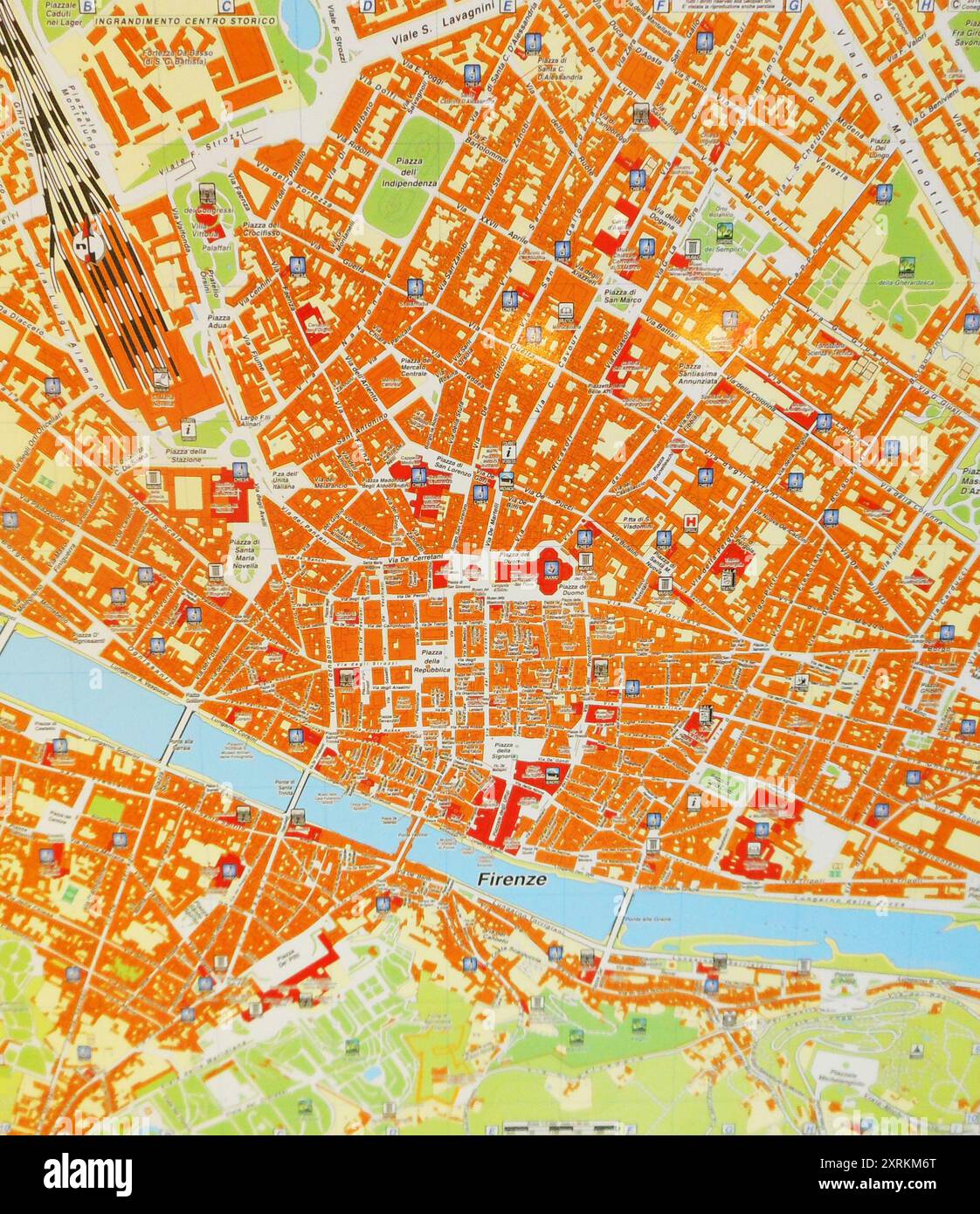 Mappa italiana della città di Firenze Foto Stock