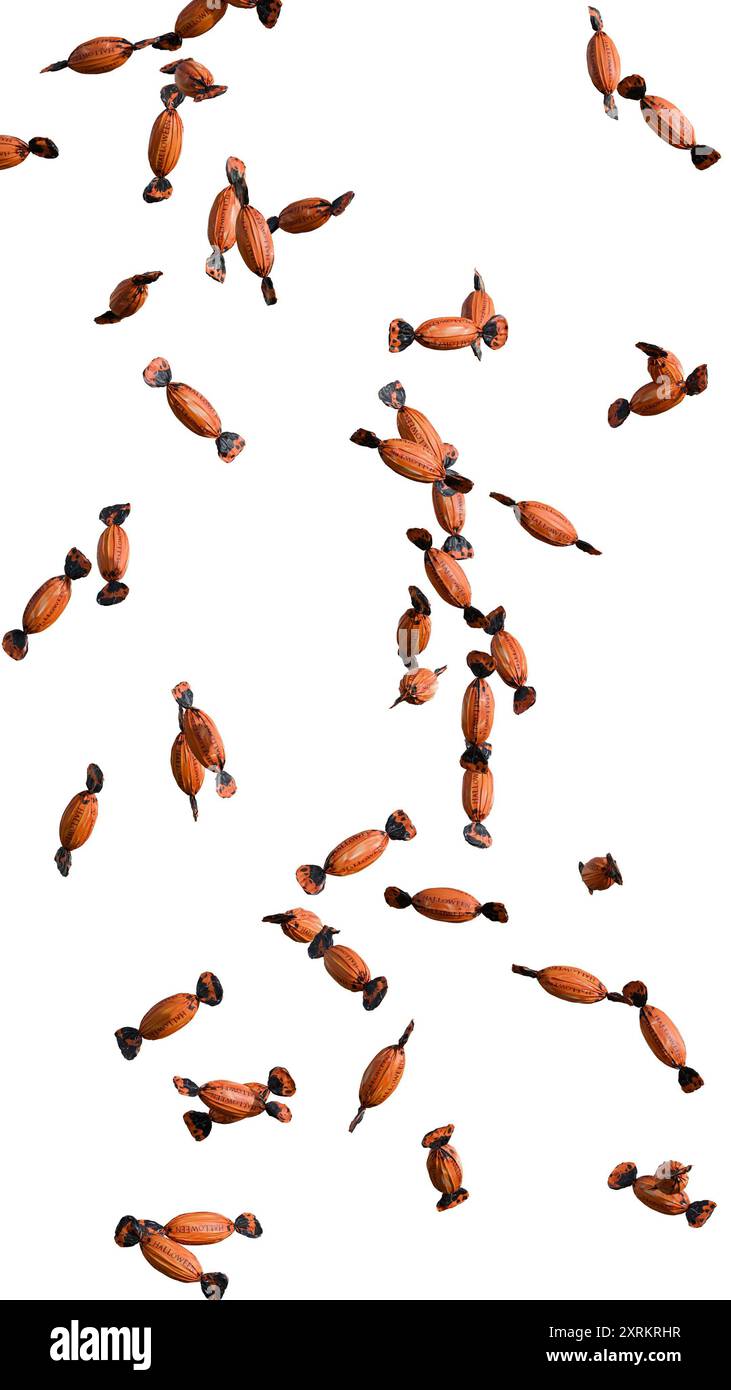 Caramelle di Halloween su sfondo trasparente verticale PNG. Foto Stock