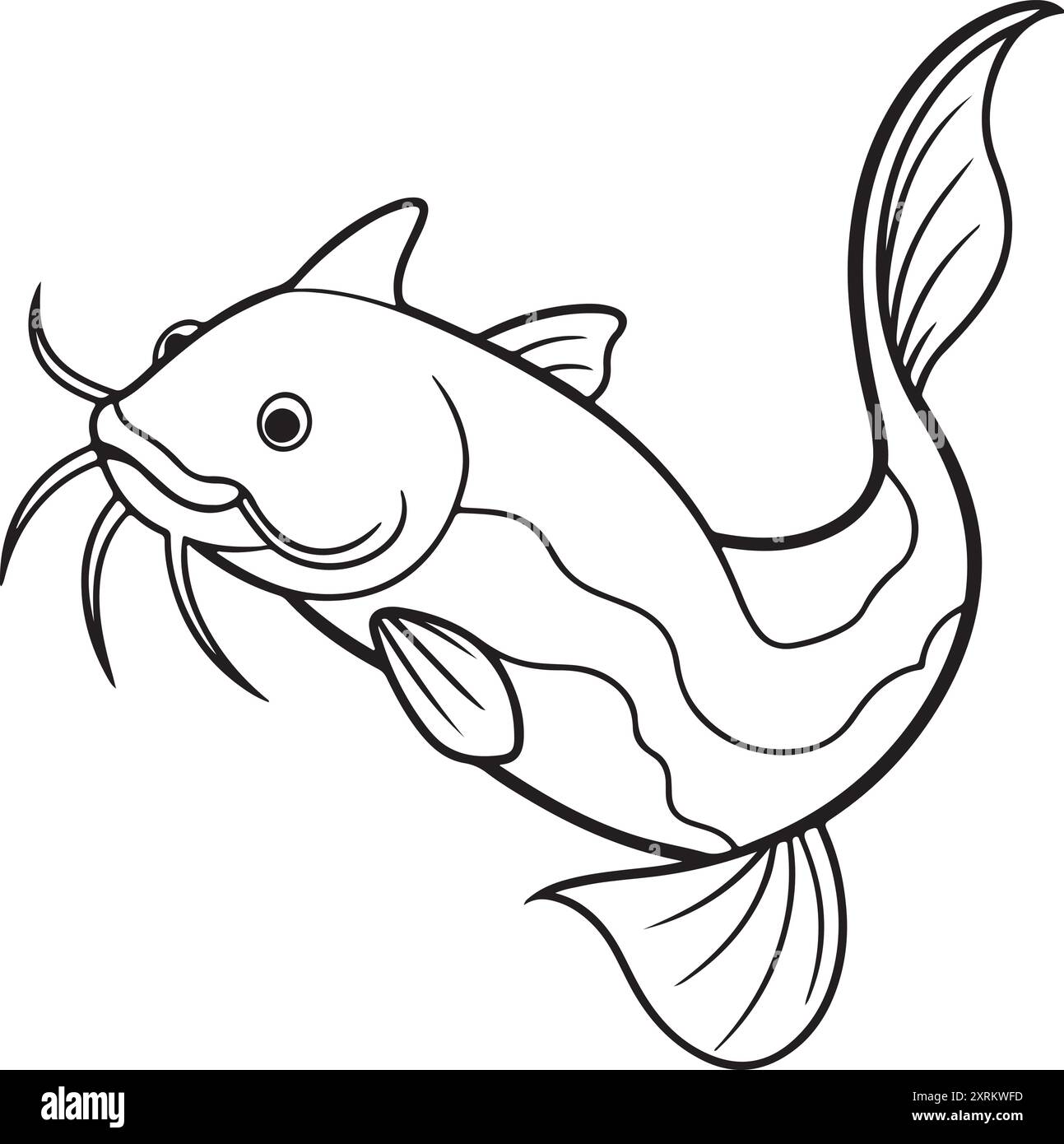 Illustrazione di un carino pesce gatto carino Illustrazione Vettoriale