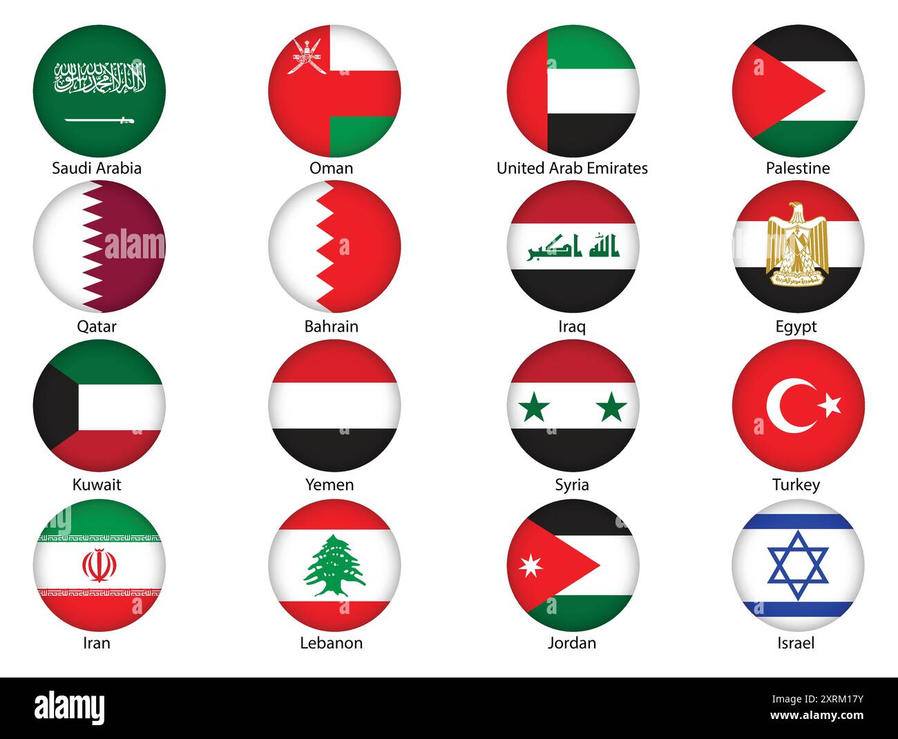 Bandiere rotonde dei paesi del Medio Oriente Illustrazione Vettoriale