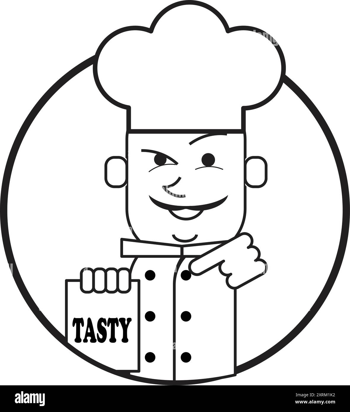 Vettore contorno logo chef Illustrazione Vettoriale