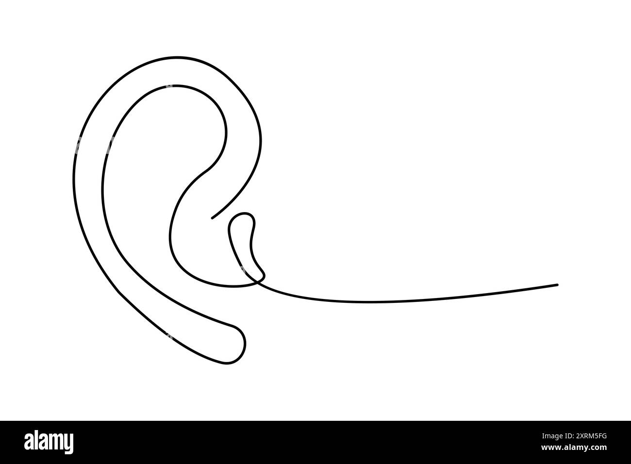L'orecchio umano disegna una linea continua dell'icona vettoriale del contorno isolato Illustrazione Vettoriale