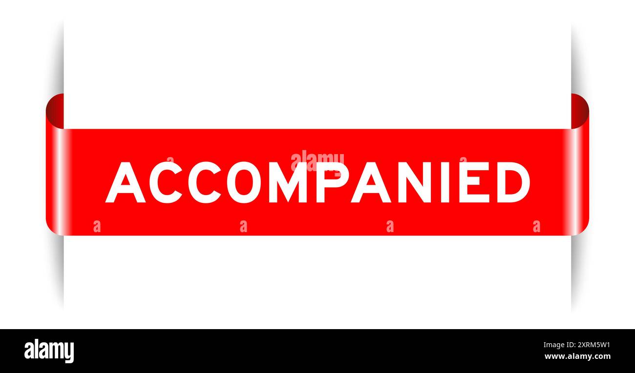 Banner etichetta inserito di colore rosso con la parola accompagnata su sfondo bianco Illustrazione Vettoriale