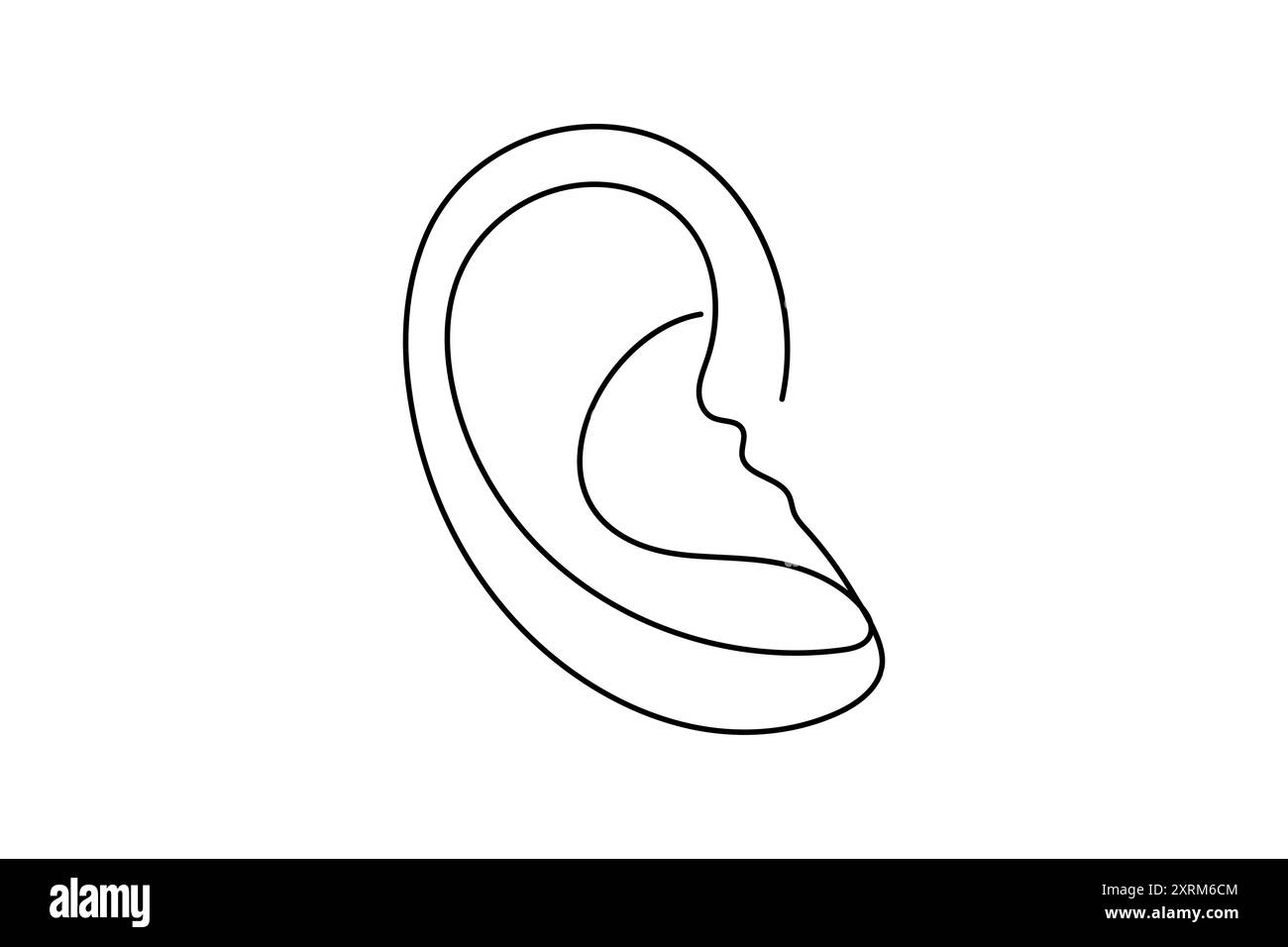 L'orecchio umano disegna una linea continua dell'icona vettoriale del contorno isolato Illustrazione Vettoriale