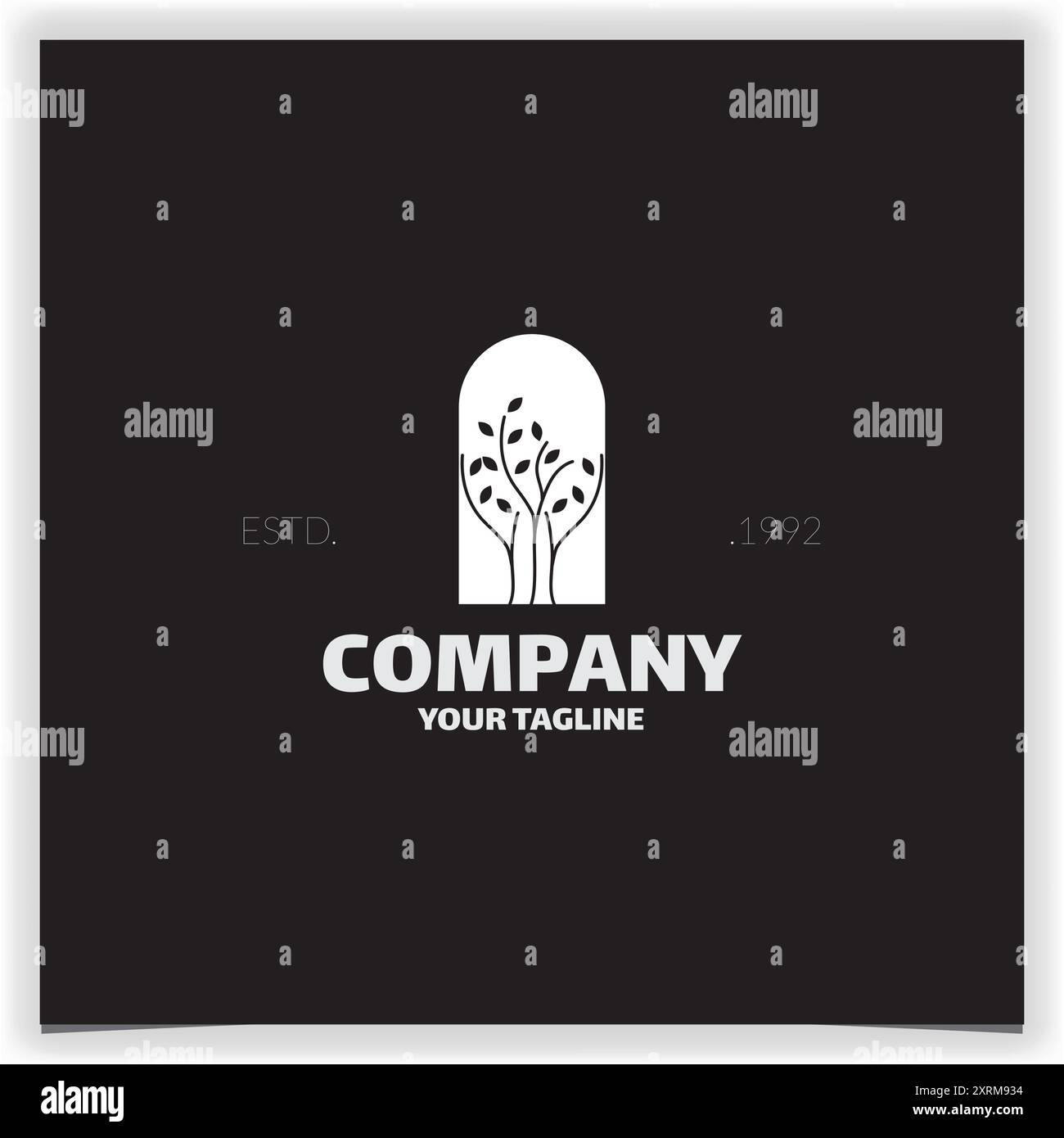 sagoma vegetale di colore bianco nel modello vettoriale del logo della finestra Illustrazione Vettoriale