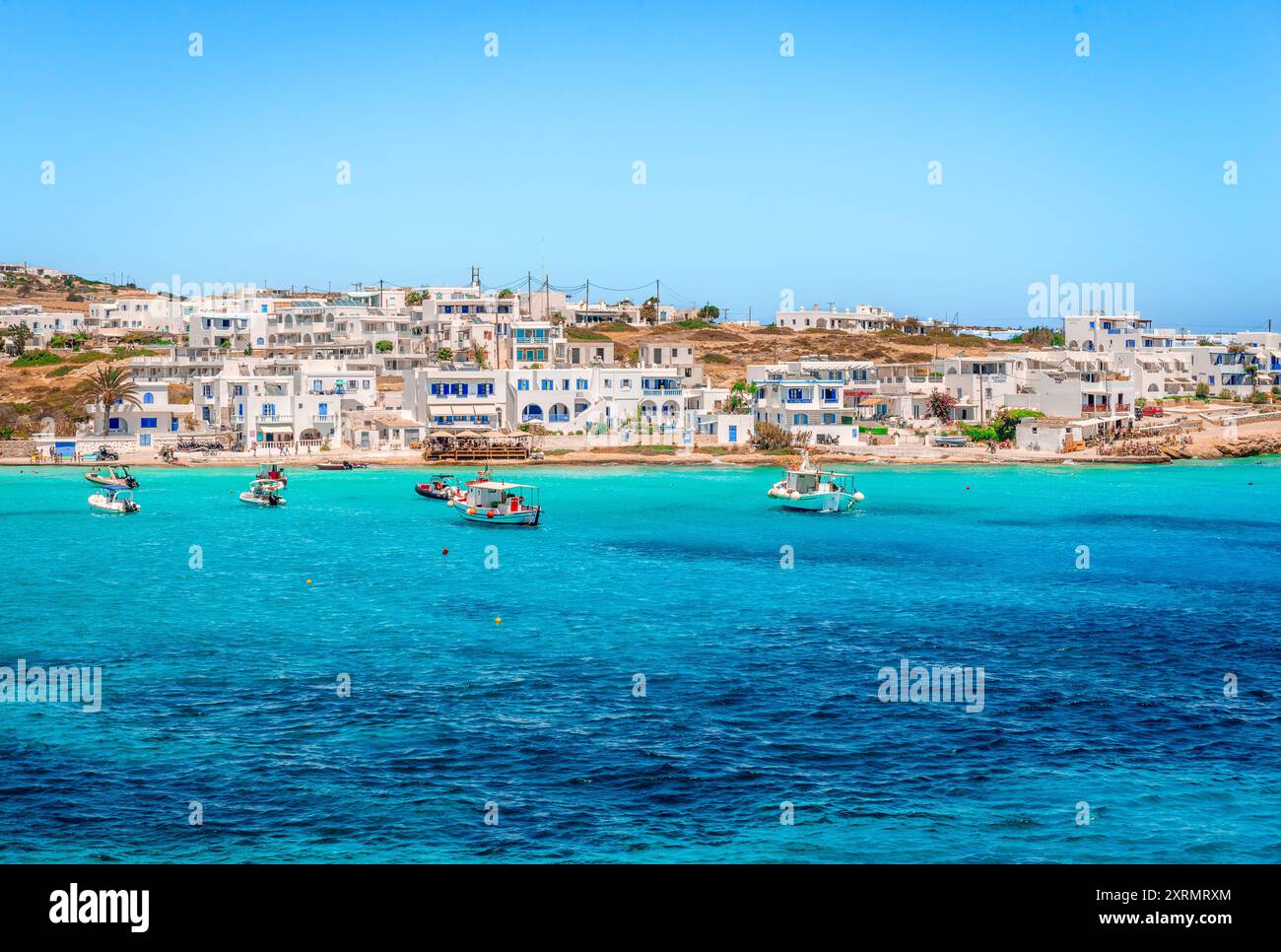 Panorama di Ano Koufonisi (o solo Koufonisi). Isole Cicladi, Grecia. Foto Stock