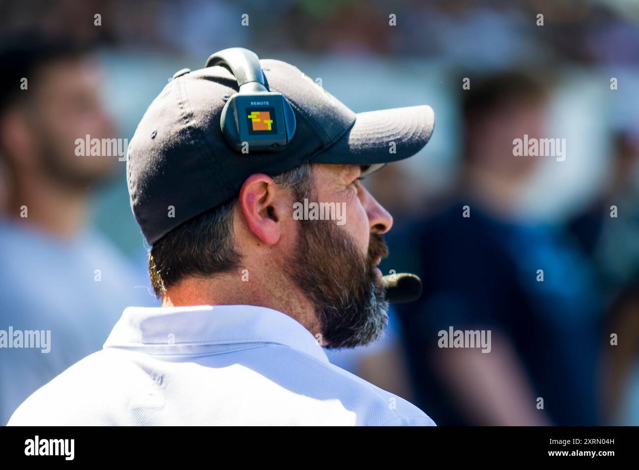 Stoccarda, Germania. 11 agosto 2024. European League of Football, ELF/ partita: Raiders Tirol a Stoccarda Surge su 11. Agosto 2024, al Gazi-Stadion, Stoccarda, Germania, Jordan Neuman/ Head Coach Stuttgart Surge. Crediti: Frank Baumert/Alamy Live News Foto Stock