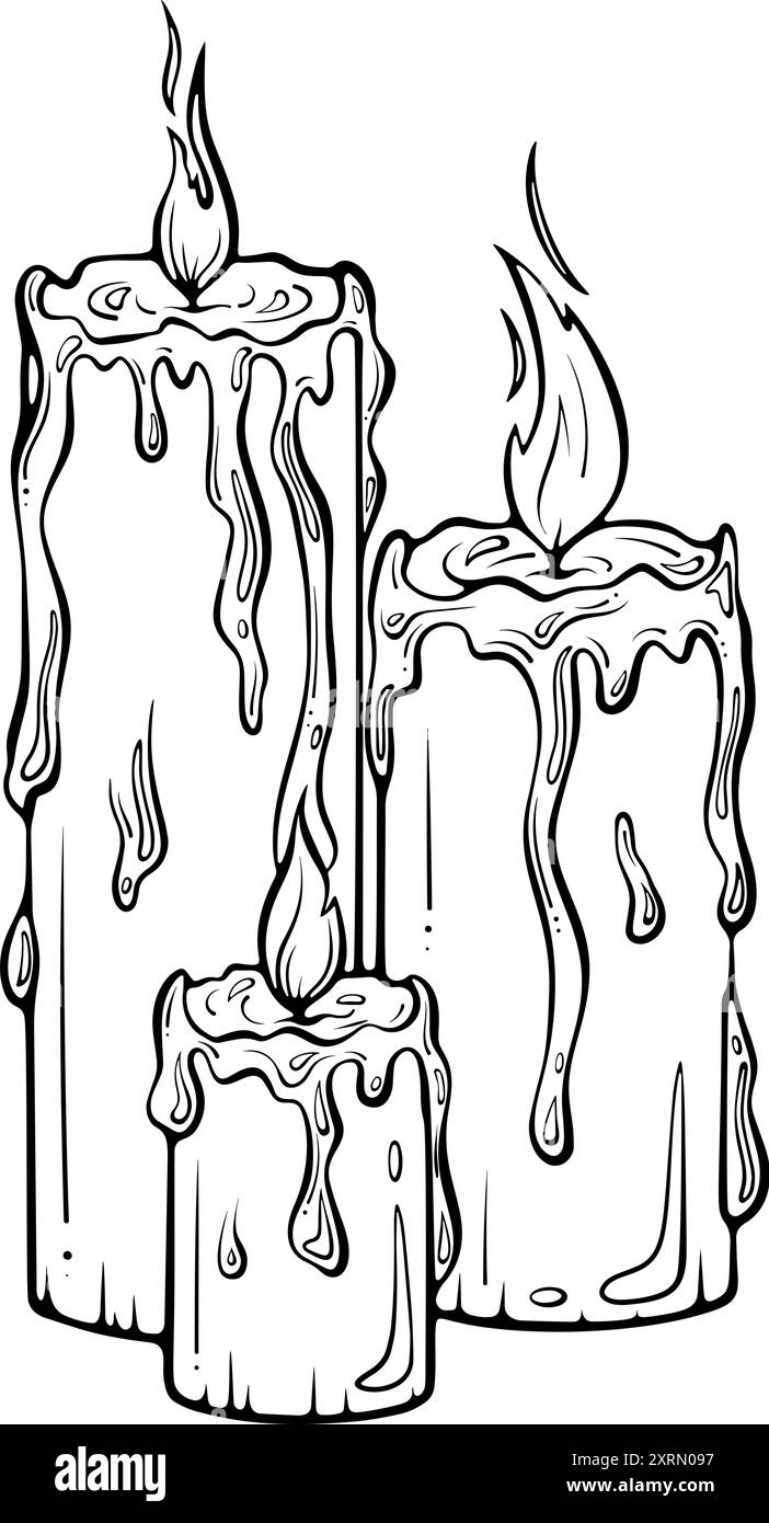 Tre candele fuse line art Illustrazione Vettoriale