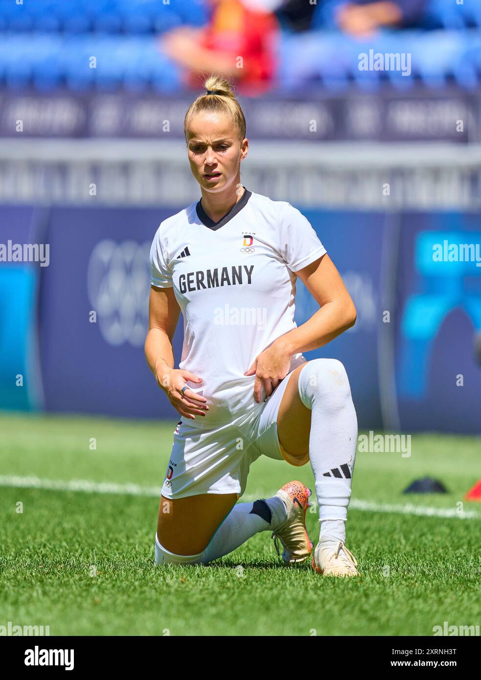 Giulia Gwinn, DFB Frauen 15 warm-up alla medaglia di bronzo olimpica femminile GERMANIA - SPAGNA 1-0 allo Stade de Lyon di Lione il 9 agosto 2024 a Lione, Francia. Stagione 2024/2025 fotografo: Peter Schatz Foto Stock