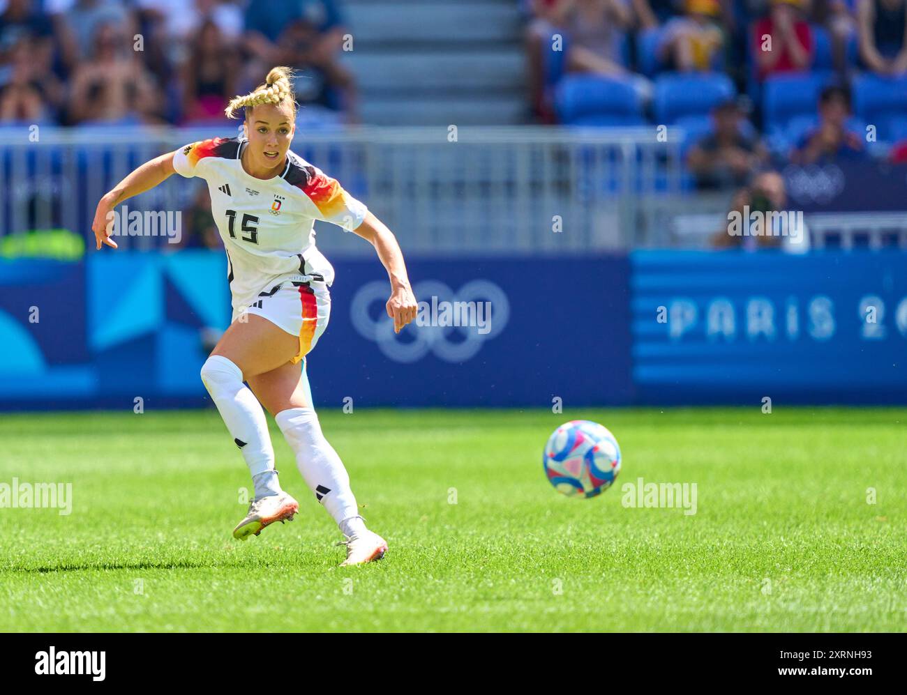 Giulia Gwinn, DFB Frauen 15 alla medaglia di bronzo olimpica femminile GERMANIA - SPAGNA 1-0 allo Stade de Lyon di Lione il 9 agosto 2024 a Lione, Francia. Stagione 2024/2025 fotografo: Peter Schatz Foto Stock