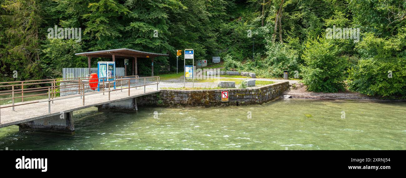 Halbinsel Au, Svizzera - 1 luglio 2024: Halbinsel Au è una penisola pittoresca situata sulle rive del lago di Zurigo in Svizzera. Foto Stock